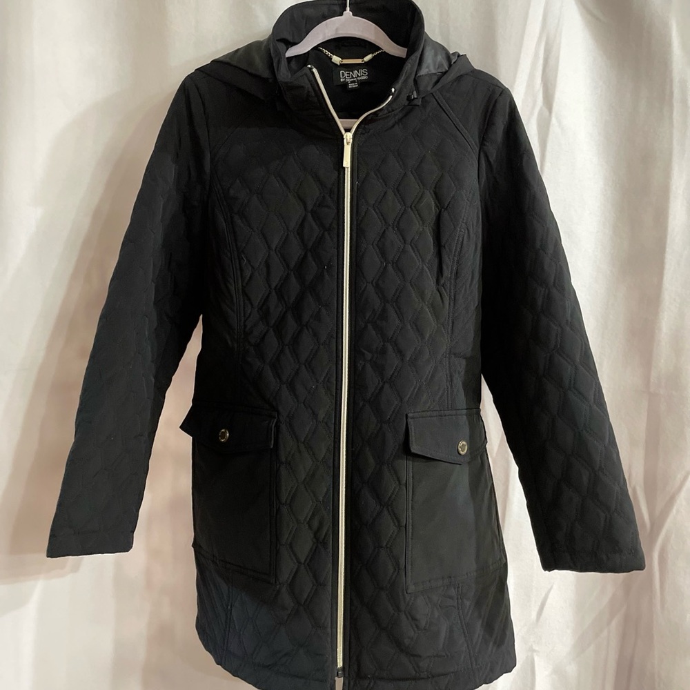 DENNIS BASSO BLACK UTILITY COAT, SIZE L NWOT, 3-SEASON